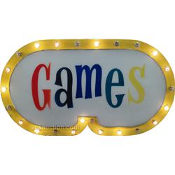 Early Large Arcade Metal & Plastic "GAMES" Light Sign