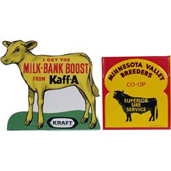 Lot Of 2 Embossed Tin Signs: