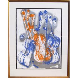 Arman, Blue and Orange Pizzicato, Serigraph