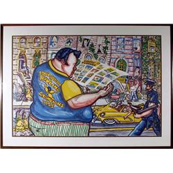 Red Grooms, Bowling For Dollars, Lithograph