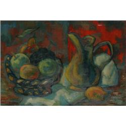 Laurent Marcel Salinas, Corbeille de Fruits et Pichet (269), Oil Painting