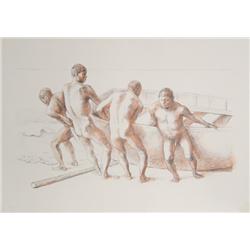 Francisco Zuniga, Hombres con Barca II, Lithograph