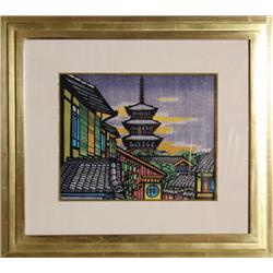 Clifton Karhu, Japanese Temple, Woodcut