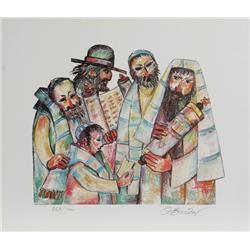 Jovan Obican, Men and the Torah, Offset Lithograph