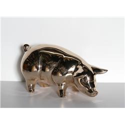 Martel, Pig, Polished Bronze Sculpture