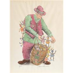 Seymour Rosenthal, The Puppet Vendor, Lithograph