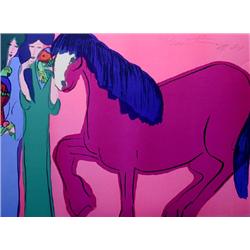 Walasse Ting, Two Geishas with Horse, Lithograph