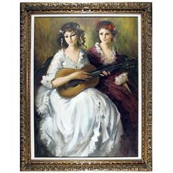 Violetta Koszeghy, Two Women at the Music Ball, Oil Painting