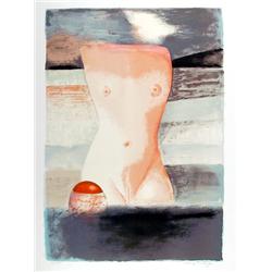 George Divorjan, Nude in Water, Lithograph