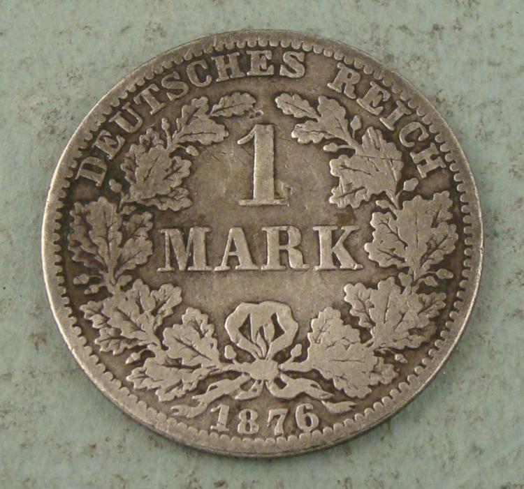 Germany Silver 1 One Mark Coin 1876