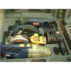 RYOBI POWER TOOL SET(SAWZ-ALL/CIRCULAR SAW/WET/DRY VAC)