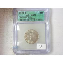2000-D NH QUARTER ICG MS67