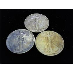 1942, 43 & 44-D WALKING LIBERTY HALF DOLLARS