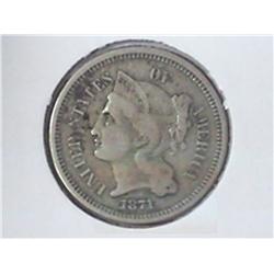 1871 THREE CENT PIECE (NICKEL)