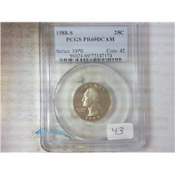 1988-S WASHINGTON QUARTER PCGS PR69DCAM