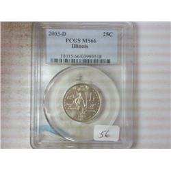 2003-D ILLINOIS QUARTER PCGS MS66