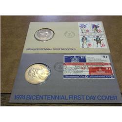 2 US MINT BICENTENNIAL FDC'S (1974 & 75)