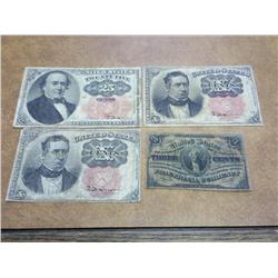 4-ASSORTED US FRACTIONAL CURRENCYS