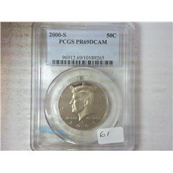 2000-S KENNEDY HALF DOLLAR PCGS PR69DCAM