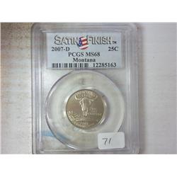 2007-D MONTANA QUARTER PCGS MS68 SATIN FINISH