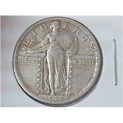 1918 STANDING LIBERTY QUARTER (VERY FINE)