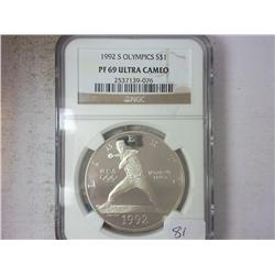 1992-S OLYMPICS SILVER DOLLAR NGC PF69 ULTRA CAMEO