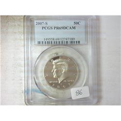 2007-S KENNEDY HALF DOLLAR PCGS PR69DCAM