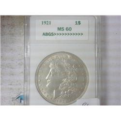 1921 MORGAN SILVER DOLLAR (AS SHOWN)