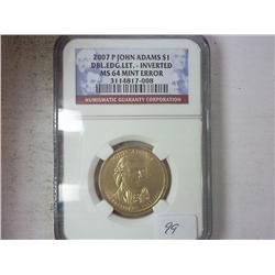 ERROR 2007-P ADAMS DOLLAR DOUBLED EDGE LETTERING