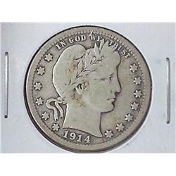 1914-D BARBER QUARTER (VERY GOOD)