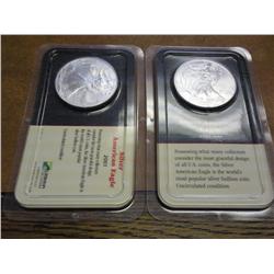 2000 & 01 AMERICAN SILVER EAGLES 2 COINS (UNC)