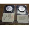 Image 1 : 2000 & 01 AMERICAN SILVER EAGLES 2 COINS (UNC)