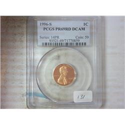 1996-S LINCOLN CENT PCGS PR69RDDCAM