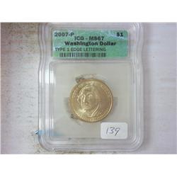 2007-P WASHINGTON DOLLAR ICG MS67