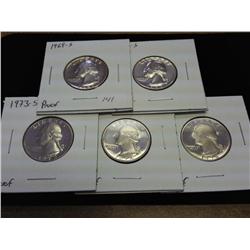 1969-S, 70-S, 73-S, 74-S & 78-S WASHINGTON QUARTER