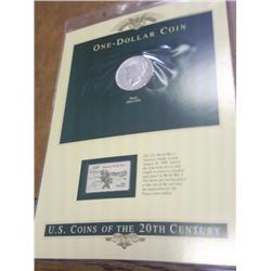 1926-D PEACE SILVER DOLLAR & STAMP