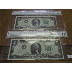 2-CGA 1976 $2 STAR NOTES GEM UNC 66