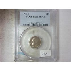 1975-S ROOSEVELT DIME PCGS PR69DCAM