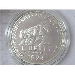 1994 WOMEN IN MILITARY SILVER DOLLAR PF