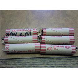 6 ROLLS OF ASSORTED TEENS WHEAT CENTS