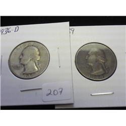 1936-D & 39 WASHINGTON SILVER QUARTERS