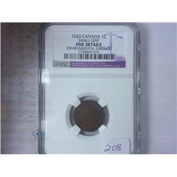 1920 CANADA ONE CENT NGC FINE DETAILS