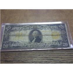1922 US $20 LARGE SIZE GOLD CERTIFICATE