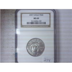 2007 US $50 PLATINUM EAGLE NGC MS69