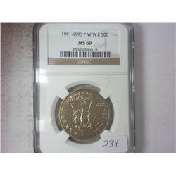 1991-95-P WWII HALF NGC MS69