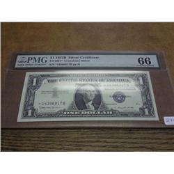 1957-B $1 SILVER CERTIFICATE PMG 66 GEM UNC