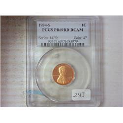 1984-S LINCOLN CENT PCGS PR69RDDCAM