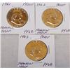Image 1 : (3X$) FRANKLIN HALF PROOFS 1961,1962,1963,