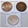 Image 1 : (3 X $) MORGAN DOLLARS UNCIRCULATED TO XF CONDITION 1882-S, 1888-O, 1890