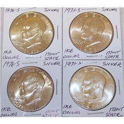 (4X$) EISENHOWER SILVER DOLLARS (2) 1971-S; (2) 1976-S